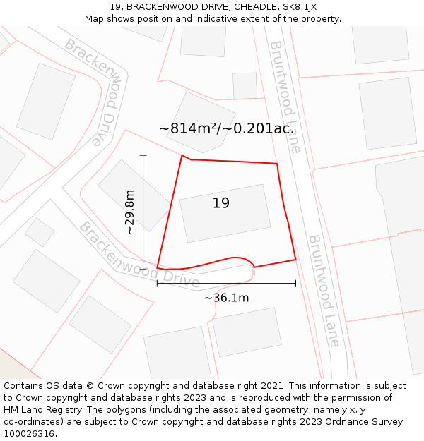 19, BRACKENWOOD DRIVE, CHEADLE, SK8 1JX: Plot and title map