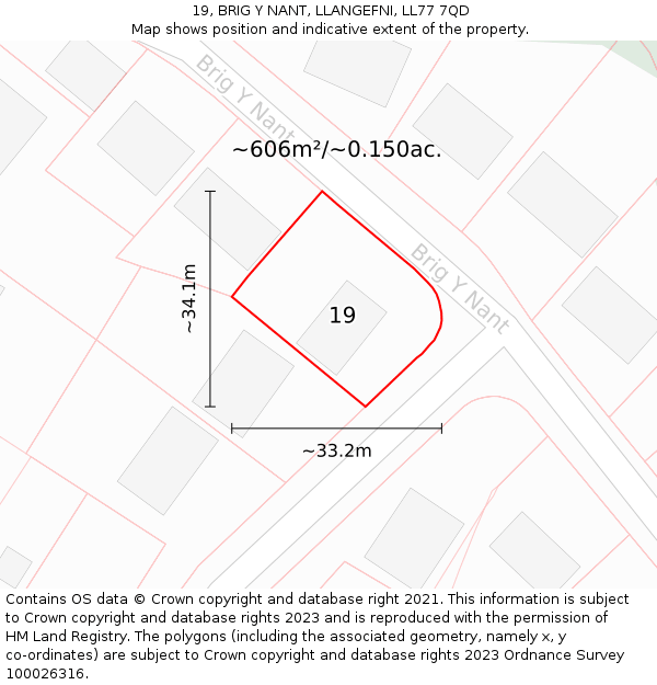 19, BRIG Y NANT, LLANGEFNI, LL77 7QD: Plot and title map