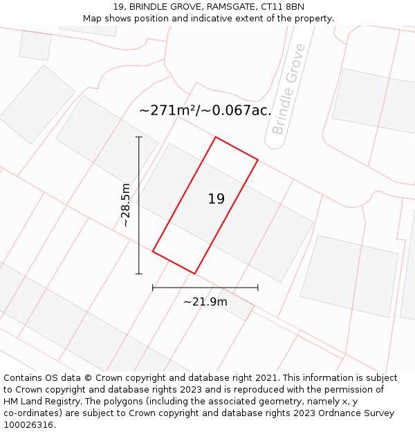 19, BRINDLE GROVE, RAMSGATE, CT11 8BN: Plot and title map