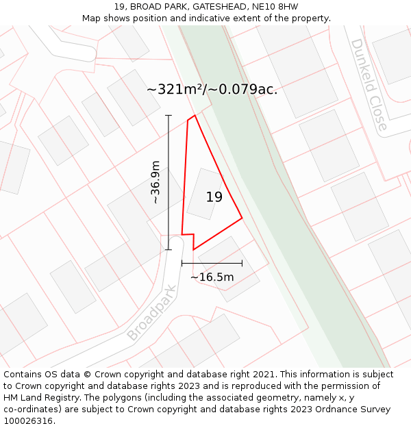 19, BROAD PARK, GATESHEAD, NE10 8HW: Plot and title map