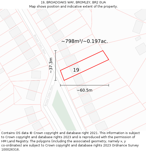 19, BROADOAKS WAY, BROMLEY, BR2 0UA: Plot and title map