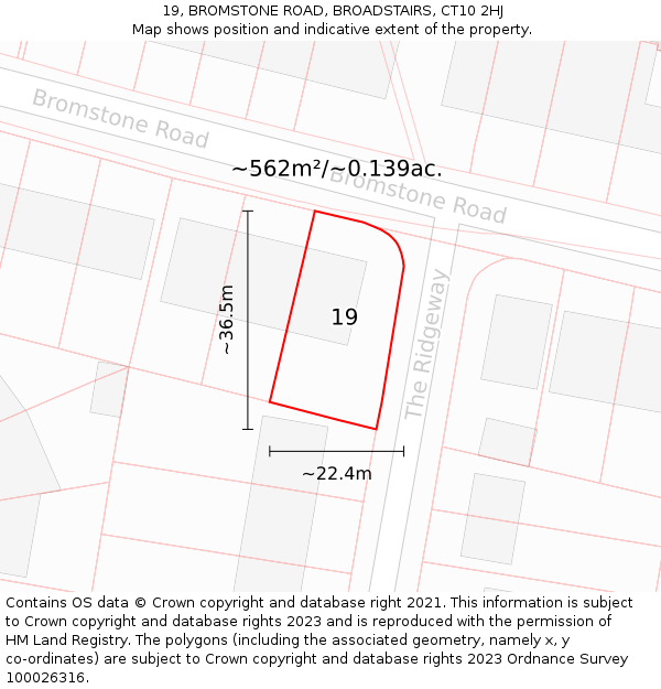 19, BROMSTONE ROAD, BROADSTAIRS, CT10 2HJ: Plot and title map