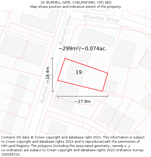 19, BURNELL GATE, CHELMSFORD, CM1 6ED: Plot and title map