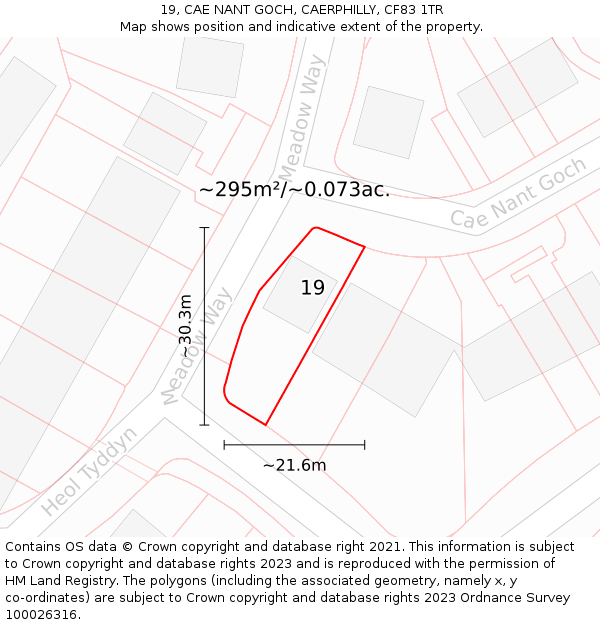 19, CAE NANT GOCH, CAERPHILLY, CF83 1TR: Plot and title map