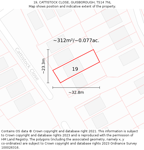 19, CATTISTOCK CLOSE, GUISBOROUGH, TS14 7NL: Plot and title map