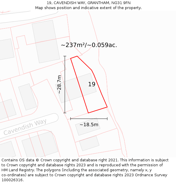 19, CAVENDISH WAY, GRANTHAM, NG31 9FN: Plot and title map