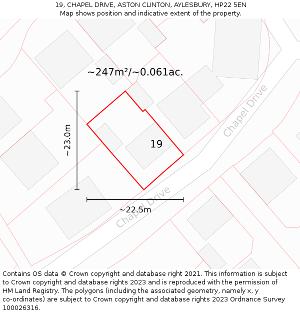 19, CHAPEL DRIVE, ASTON CLINTON, AYLESBURY, HP22 5EN: Plot and title map