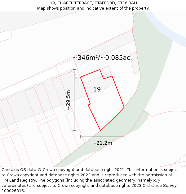 19, CHAPEL TERRACE, STAFFORD, ST16 3AH: Plot and title map