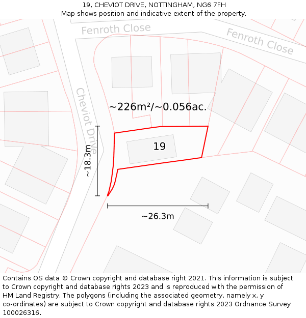 19, CHEVIOT DRIVE, NOTTINGHAM, NG6 7FH: Plot and title map