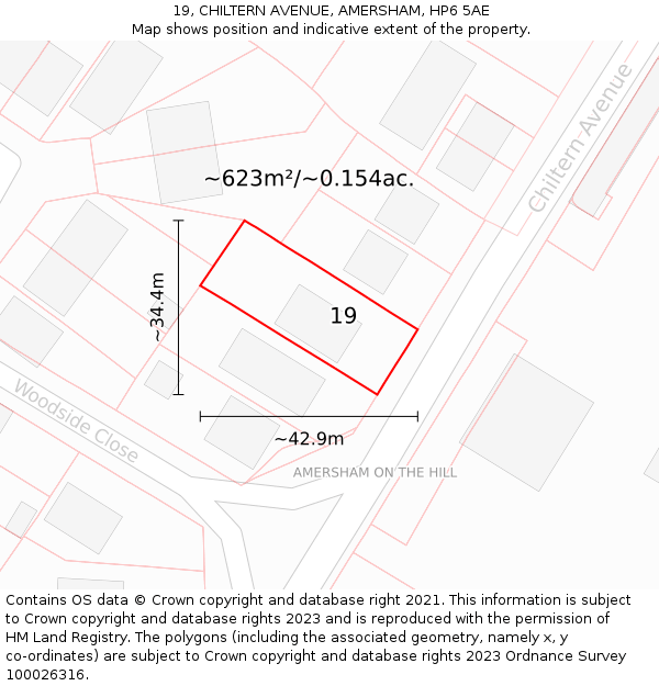 19, CHILTERN AVENUE, AMERSHAM, HP6 5AE: Plot and title map