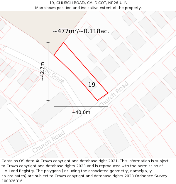 19, CHURCH ROAD, CALDICOT, NP26 4HN: Plot and title map