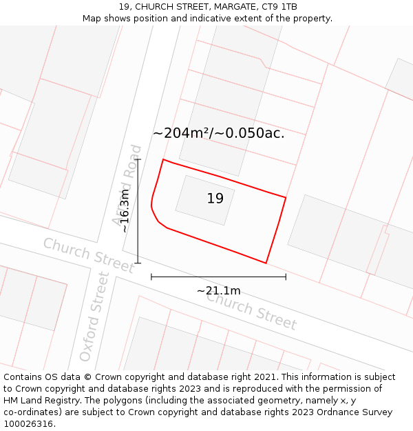 19, CHURCH STREET, MARGATE, CT9 1TB: Plot and title map