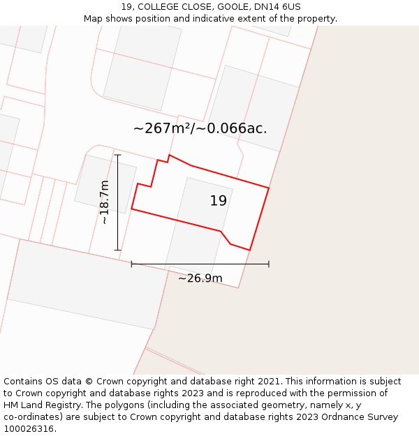 19, COLLEGE CLOSE, GOOLE, DN14 6US: Plot and title map