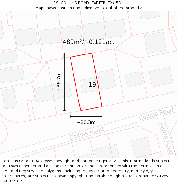 19, COLLINS ROAD, EXETER, EX4 5DH: Plot and title map