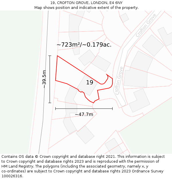 19, CROFTON GROVE, LONDON, E4 6NY: Plot and title map