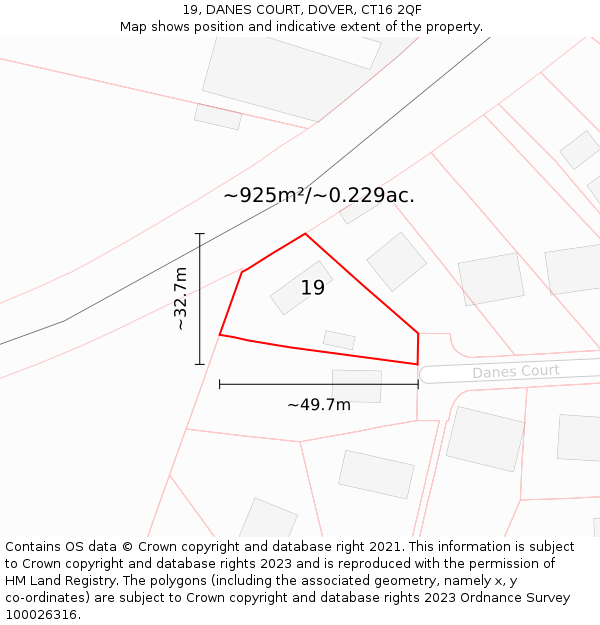 19, DANES COURT, DOVER, CT16 2QF: Plot and title map