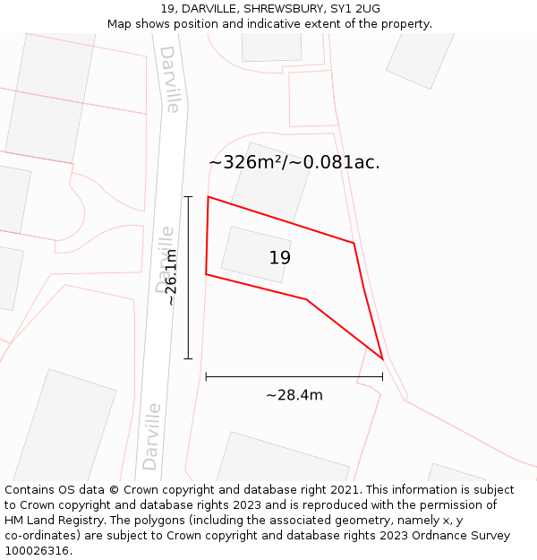 19, DARVILLE, SHREWSBURY, SY1 2UG: Plot and title map