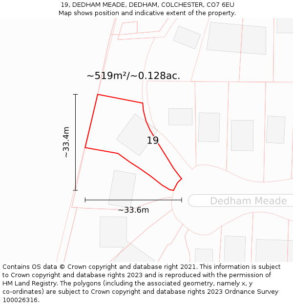 19, DEDHAM MEADE, DEDHAM, COLCHESTER, CO7 6EU: Plot and title map