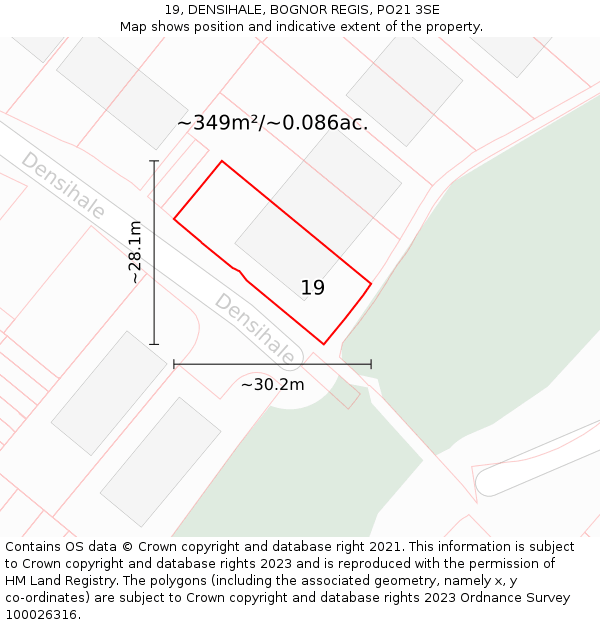 19, DENSIHALE, BOGNOR REGIS, PO21 3SE: Plot and title map