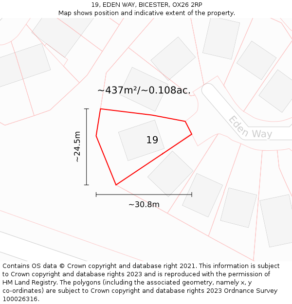 19, EDEN WAY, BICESTER, OX26 2RP: Plot and title map