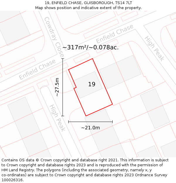 19, ENFIELD CHASE, GUISBOROUGH, TS14 7LT: Plot and title map