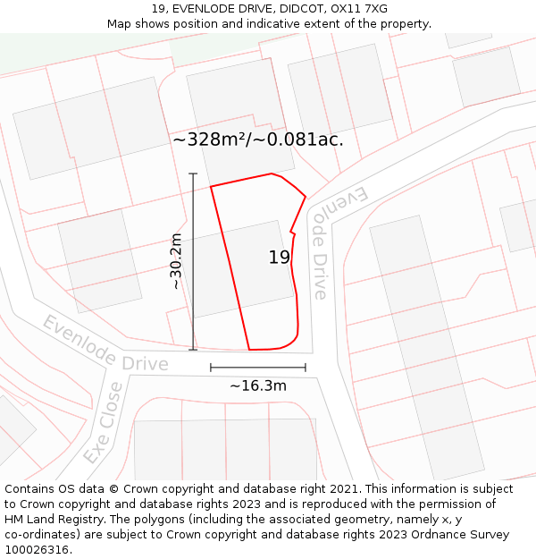 19, EVENLODE DRIVE, DIDCOT, OX11 7XG: Plot and title map