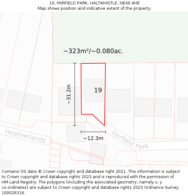 19, FAIRFIELD PARK, HALTWHISTLE, NE49 9HE: Plot and title map