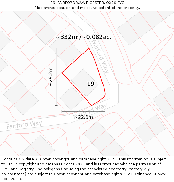 19, FAIRFORD WAY, BICESTER, OX26 4YG: Plot and title map