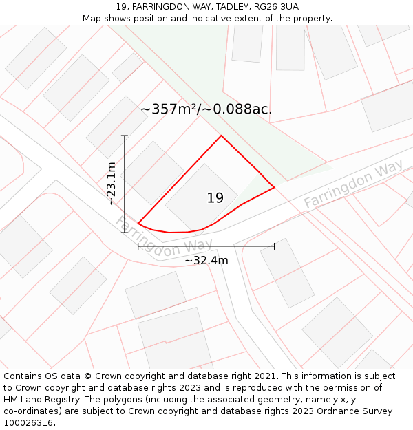 19, FARRINGDON WAY, TADLEY, RG26 3UA: Plot and title map