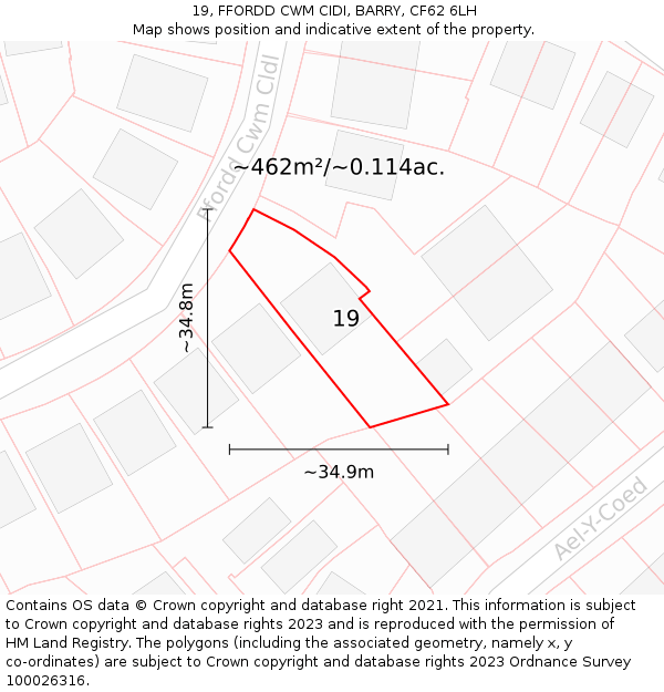 19, FFORDD CWM CIDI, BARRY, CF62 6LH: Plot and title map