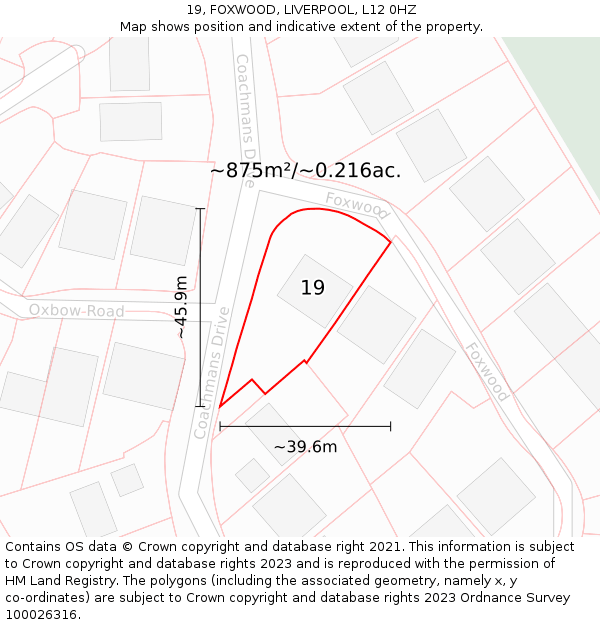 19, FOXWOOD, LIVERPOOL, L12 0HZ: Plot and title map