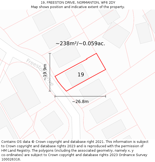 19, FREESTON DRIVE, NORMANTON, WF6 2DY: Plot and title map