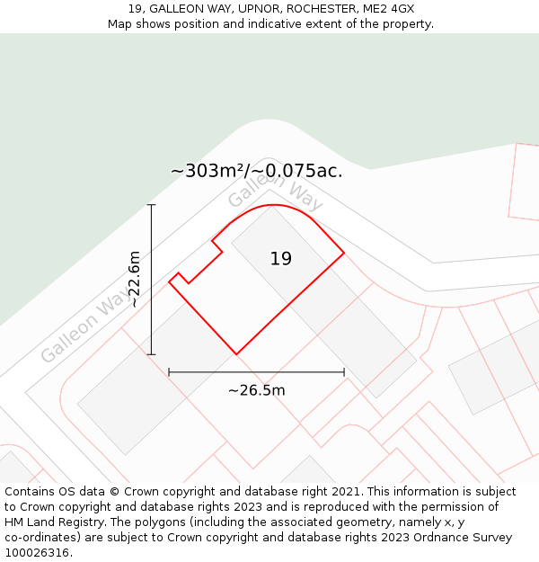 19, GALLEON WAY, UPNOR, ROCHESTER, ME2 4GX: Plot and title map