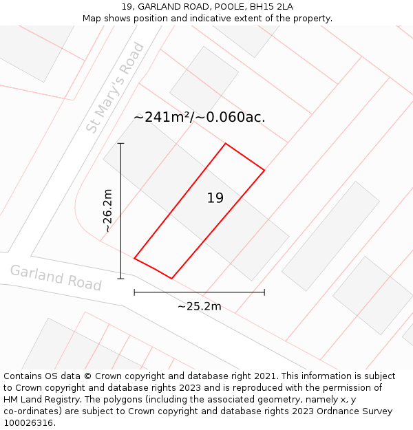 19, GARLAND ROAD, POOLE, BH15 2LA: Plot and title map