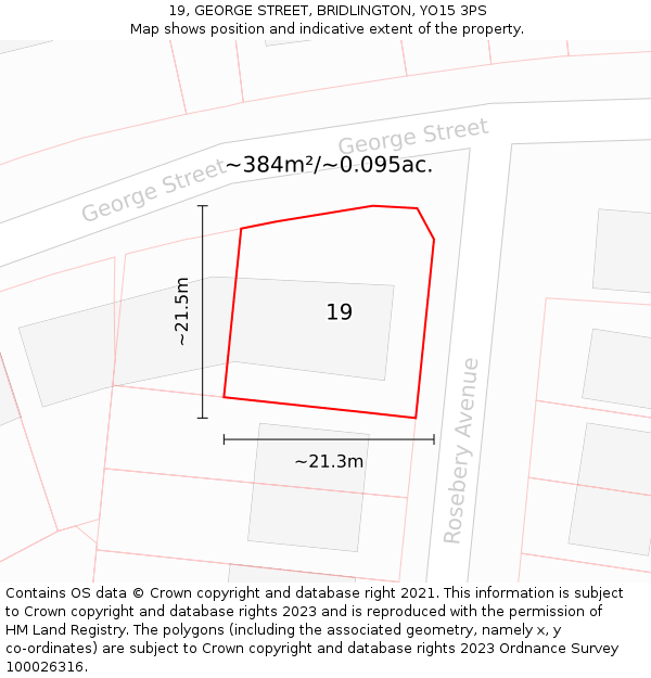 19, GEORGE STREET, BRIDLINGTON, YO15 3PS: Plot and title map