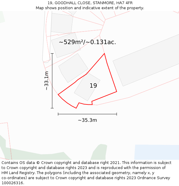 19, GOODHALL CLOSE, STANMORE, HA7 4FR: Plot and title map