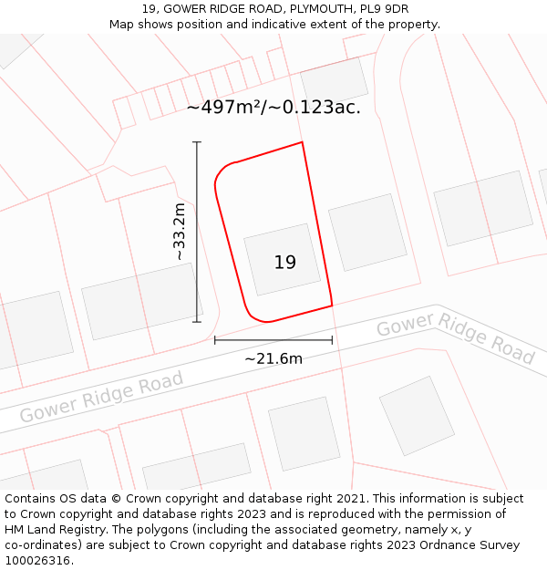 19, GOWER RIDGE ROAD, PLYMOUTH, PL9 9DR: Plot and title map