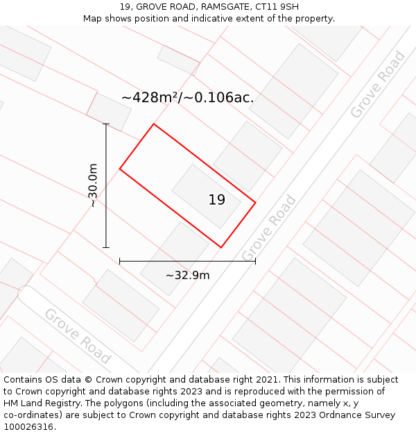 19, GROVE ROAD, RAMSGATE, CT11 9SH: Plot and title map