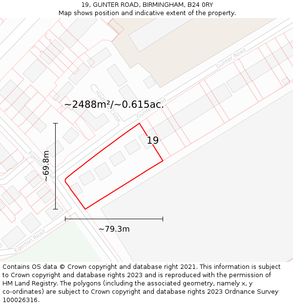 19, GUNTER ROAD, BIRMINGHAM, B24 0RY: Plot and title map