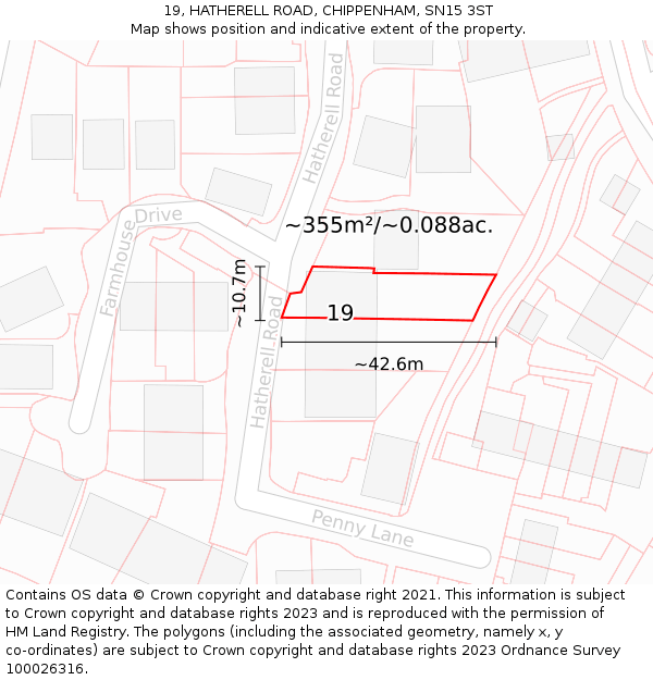 19, HATHERELL ROAD, CHIPPENHAM, SN15 3ST: Plot and title map