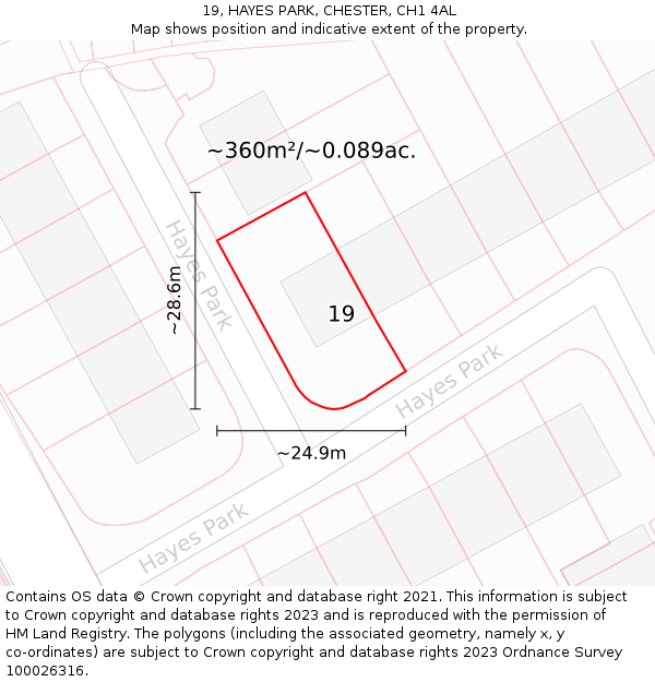 19, HAYES PARK, CHESTER, CH1 4AL: Plot and title map