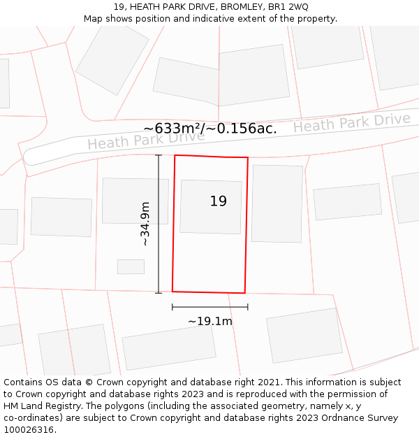 19, HEATH PARK DRIVE, BROMLEY, BR1 2WQ: Plot and title map