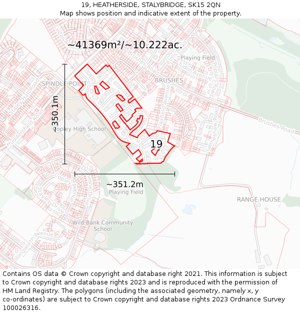 19, HEATHERSIDE, STALYBRIDGE, SK15 2QN: Plot and title map