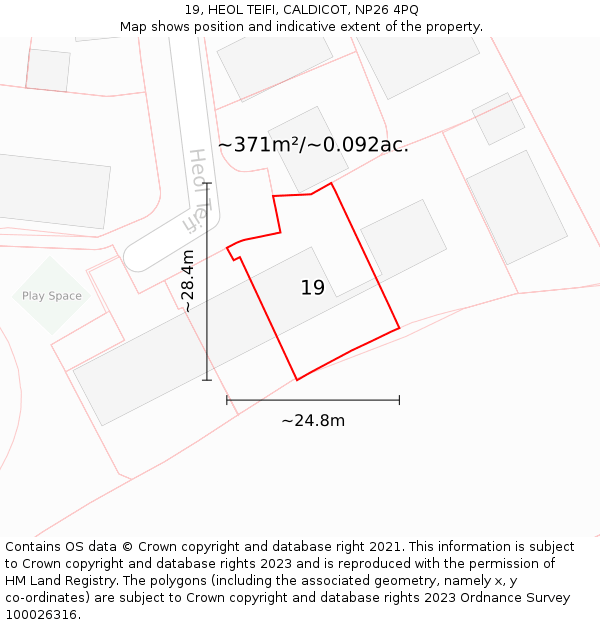 19, HEOL TEIFI, CALDICOT, NP26 4PQ: Plot and title map