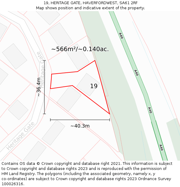 19, HERITAGE GATE, HAVERFORDWEST, SA61 2RF: Plot and title map