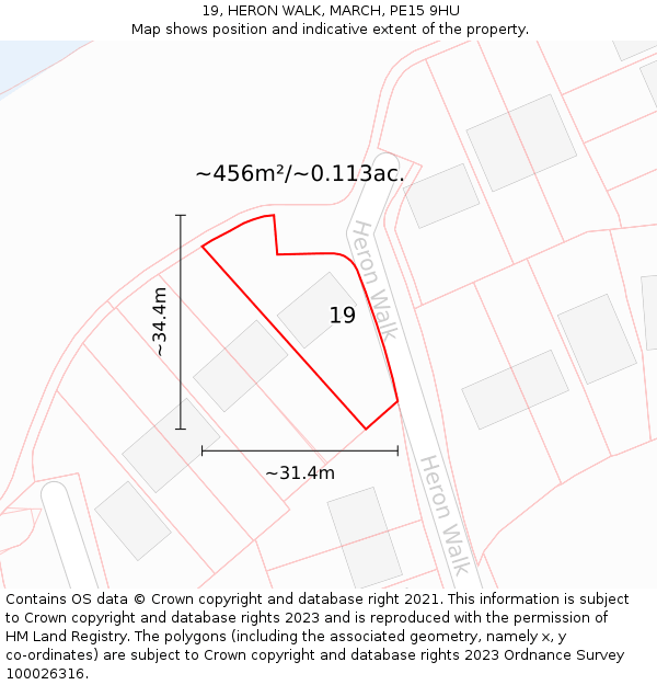 19, HERON WALK, MARCH, PE15 9HU: Plot and title map