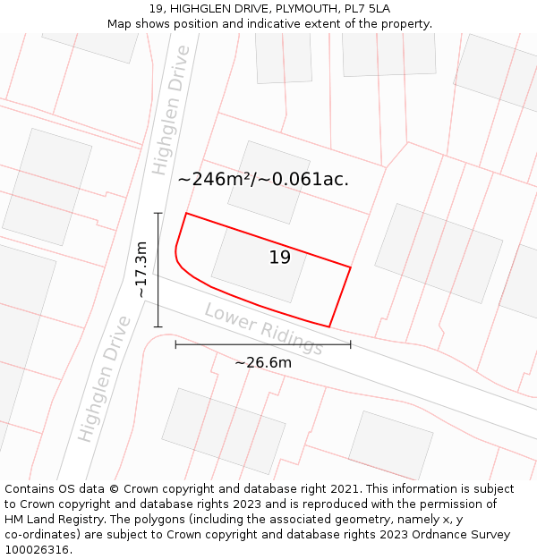19, HIGHGLEN DRIVE, PLYMOUTH, PL7 5LA: Plot and title map