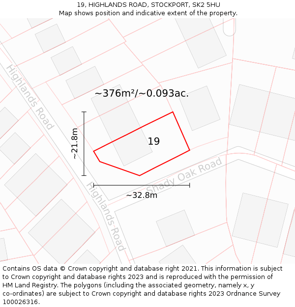 19, HIGHLANDS ROAD, STOCKPORT, SK2 5HU: Plot and title map