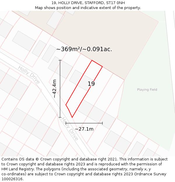 19, HOLLY DRIVE, STAFFORD, ST17 0NH: Plot and title map