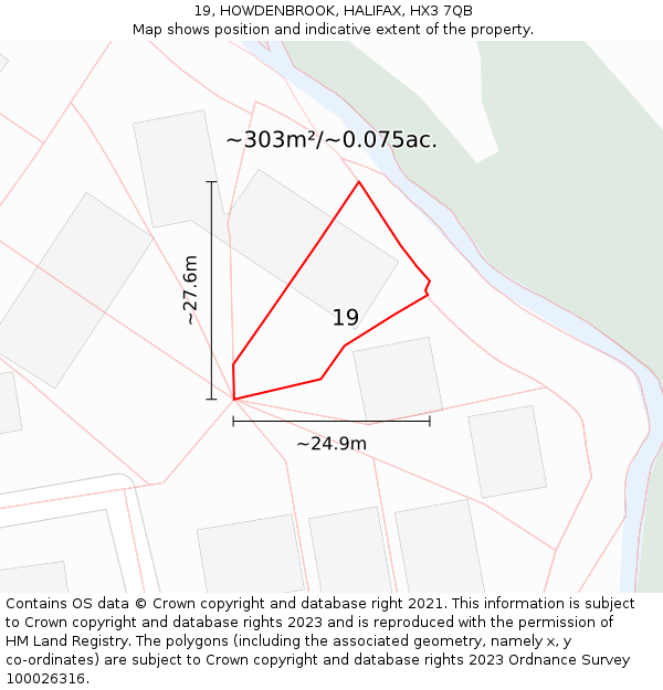 19, HOWDENBROOK, HALIFAX, HX3 7QB: Plot and title map
